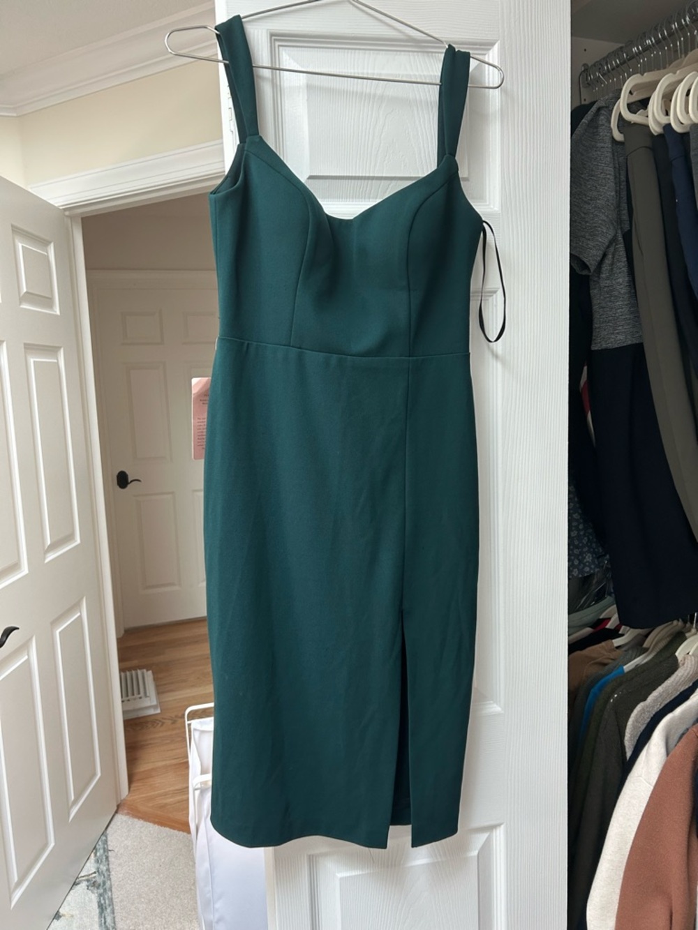 BHLDN Teal Square-Neck Midi Dress